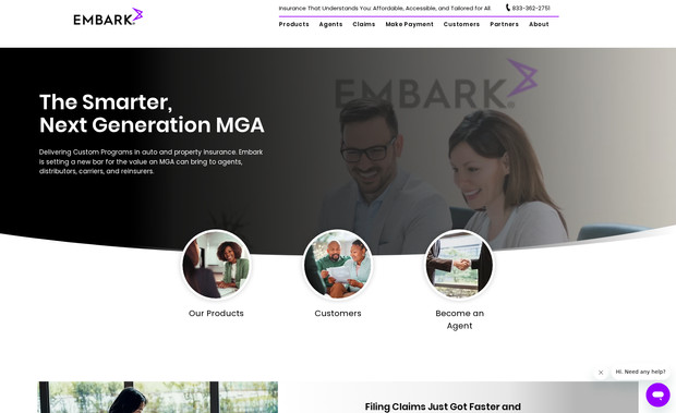 Embark Insurance: Insurance website classic wix design.