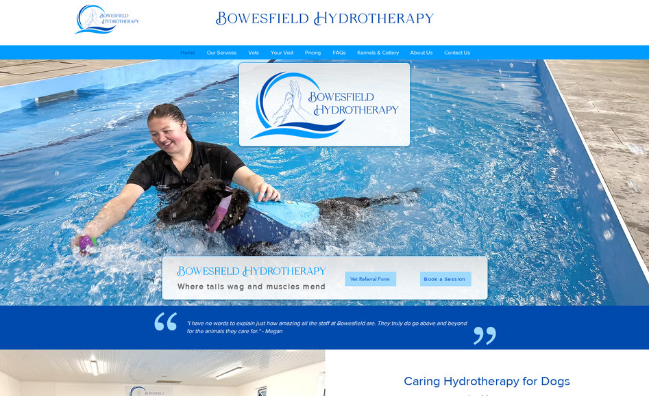Bowesfield Hydrotherapy: Full business package, graphic design and branding and new website with full SEO for this brand new local Hydrotherapy Centre. Including photography and editing.