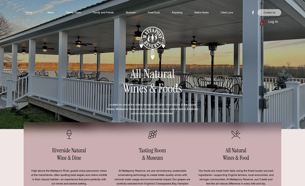 Mattapony Reserve: Full website creation on the WIX Studio platform.