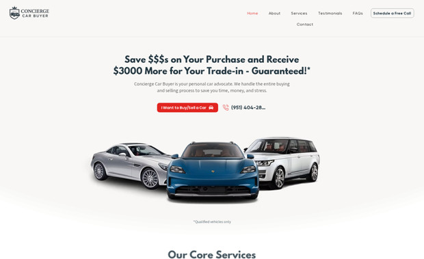 Concierge Car Buyer: Website Redesign | On-Page SEO | Meta Lead Generation 