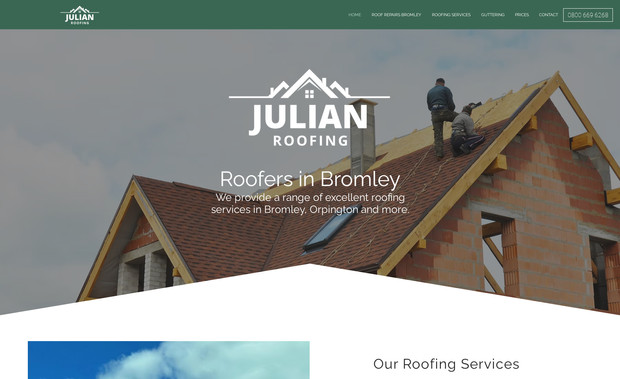 Julian Roofing: A professional Wix Website Design for this roofing company based in Bromley, London.
