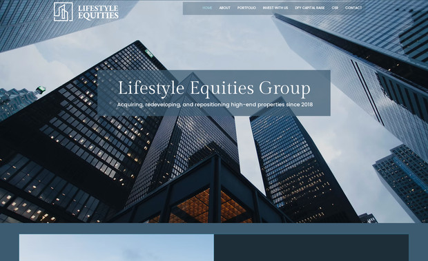 Lifestyle Equities : The client had a very clear idea of the style and layout for this site, which we implemented. Additionally, we set up several investor-related marketing funnels and are managing monthly marketing services.