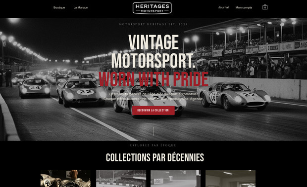 HERITAGES MOTORSPORT: Création site E commerce Tshirt vintage