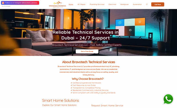 Bravotech Technical Services LLC: Created a Business Website for company based out of Dubai providing professional one stop solution for home maintenance