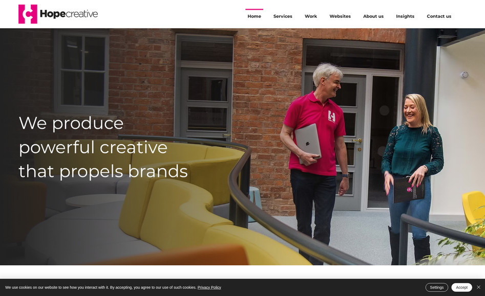 Hope Creative: Website redesign moving from WordPress to Wix for this marketing agency based in Stafford. We included a CMS to showcase previous projects and training to allow the owner to update the site themselves.