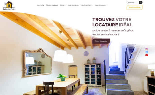 La Location Facile: Conception d’un site Wix Studio, Mise en page structurée et responsive design, intégration d’apps de fonctionnalités, balisage Seo Google, suivi qualité et formation.