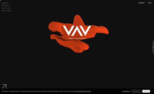 VAV Studio: Questo è il nostro sito web dove potrai avere una panoramica su tutti i nostri servizi e dare un'occhiata al nostro portfolio oltre al nostro pool di talenti.

Utilizziamo il nostro sito per testare tutte le nuove funzionalità che la piattaforma Wix rilascia nel tempo in modo da essere sempre aggiornati sulle principali novità. Potrai navigare tra consigli e suggerimenti nel nostro Creative Hub e ricevere importanti know-how su come esprimere al meglio la comunicazione digitale del tuo brand.