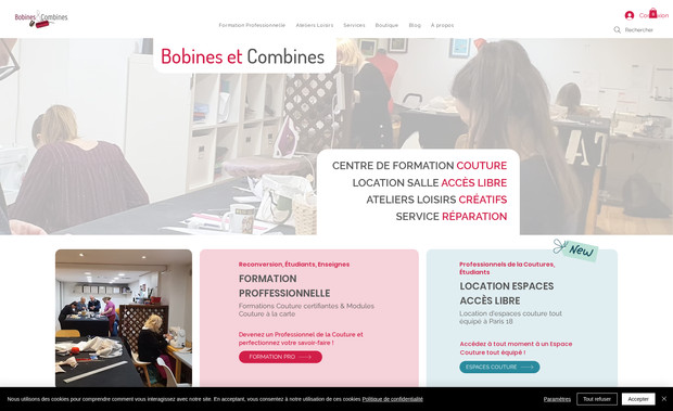 Bobines & Combines: Refonte graphique d'un site web Wix existant
- enrichissement des contenus et éléments SEO en continu
- création des contenus et pages additionnelles
- création d'une section e-commerce
- gestion des réseaux sociaux