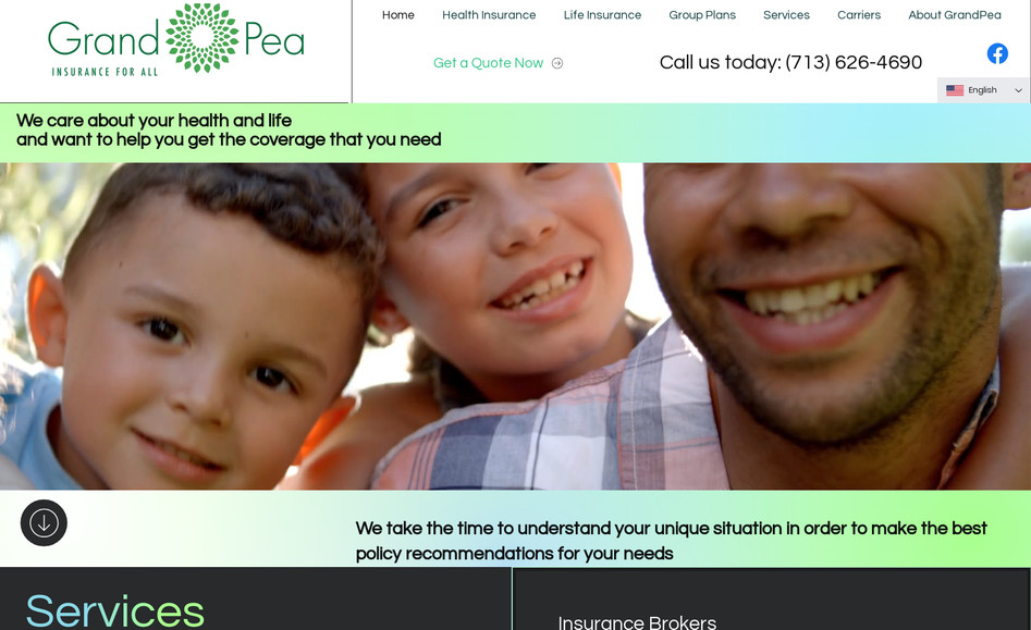 GrandPea Insurance: This insurance agency needed a good web presence that showcases their unique approach to serving clients.  