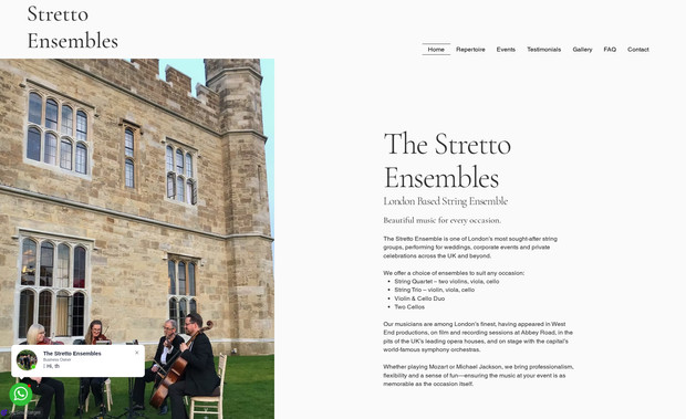 The Stretto Ensembles: The Stretto Ensembles were struggling to appear high enough in search listings and not performing well in Google Ads.  A new website that clearly showed their repertoire and how to book has helped to resolve these issues.