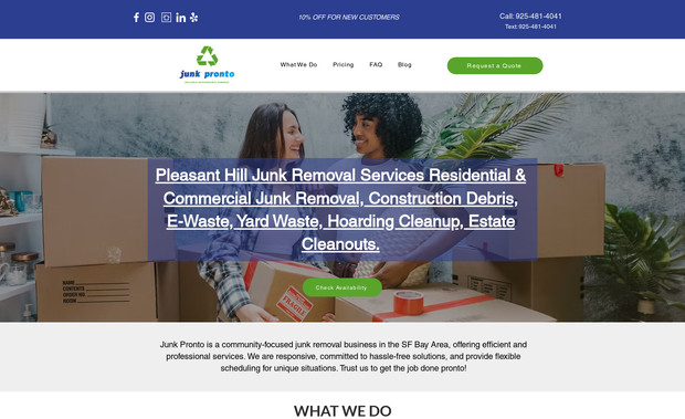 Junk Pronto: Created the website