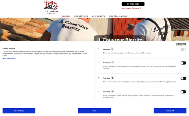 JL Couvreur Biarritz: Création d'un site Wix avec Web design Wix sur mesure pour JL Couvreur à Biarritz. + SEO + SEA et création d'un logo.