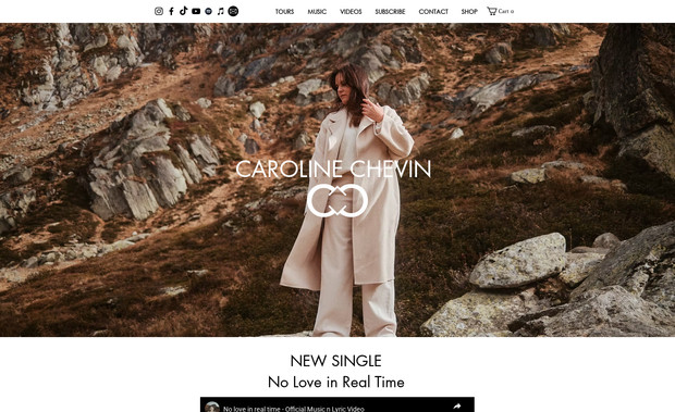 Caroline Chevin: Caroline Chevin is a singer/songwriter in Switzerland. Caroline rebrands her site every couple of years as new albums and singles come out. This is her latest iteration.