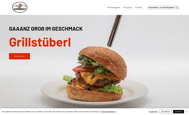Grillstüberl: Website für Imbiss-Restaurant mit zwei Standorten