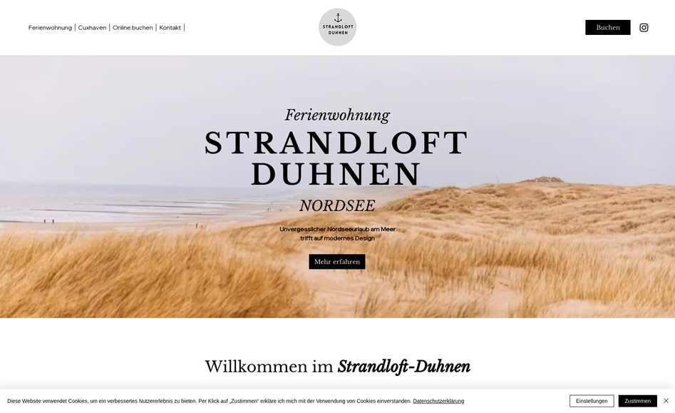 Strandloft Duhnen: Klassisches Webdesign - Unvergesslicher Nordseeurlaub am Meer trifft auf modernes Design.