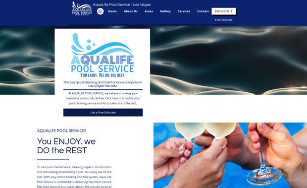Aqualife Pool Servic: Pagina web de reservaciones para un negocio de limpieza de piscina en las vegas.