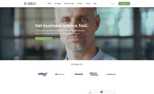 Sagely: This site is in standard wix editor.

Sagely operates on a subscription + pay-as-you-go basis (membership + single sessions). mysagely.com
 It’s essentially like having an advisory board — but without giving away equity, and without the cost and formality of a full board.