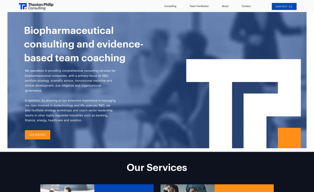 Thaxton Philip: This came from a return client who needed a new website for their pharma-consulting venture. 