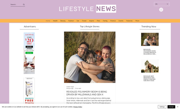 Lifestyle News: My client needed a 'news site' - she gave me the specifics of colour and what she wanted and I came up with this design and my client is very happy.