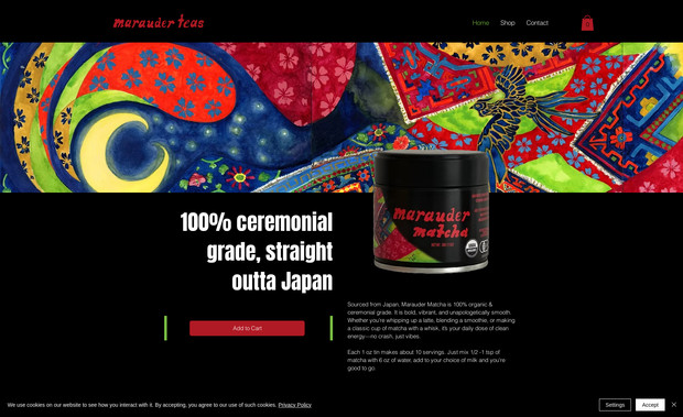 Marauder Teas: Designed and built the site based on client input.