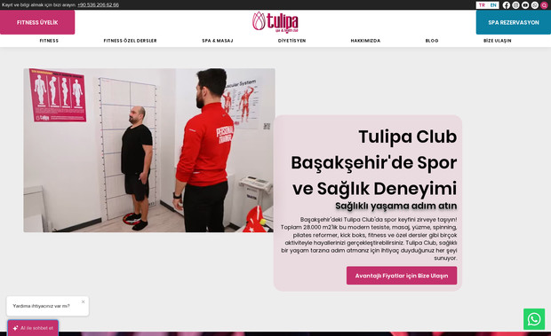 Tulipa Club: Web sitesi tamamen baştan tasarlanmış ve spa, fitness hizmetleri satışı için platform oluşturulmuştur.