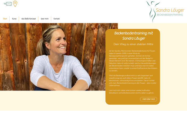 Beckenbodentraining Sandra Läuger: ERSTELLUNG VON:
Logo - Webdesign - Kursbuchung mit Bezahlfunktion