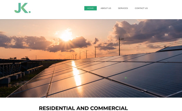 JK Projects: Project: JK Projects Website
Platform: Wix 
Role: Web Designer

I designed a modern, responsive website for JK Projects that showcases their expertise in residential and commercial solar, battery storage and EV charger installations. The site highlights key services (solar design, installation, maintenance), clearly communicates benefits—cost savings, environmental impact, energy independence—and uses strong visuals plus clear service categories (Residential | Commercial | Battery | EV Chargers).

With a clean navigation structure, bold headings and conversion‑driven layout, the design builds brand credibility, drives enquiries and supports JK Projects’ position as a premium sustainable‑energy provider.