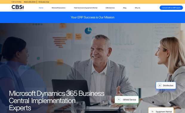 CBSi DynamicsBC Pros: CBSi specializes in designing, implementing, customizing, and supporting Microsoft Dynamics 365 Business Central (and legacy NAV) for mid-to-enterprise organizations. They bridge technology and operations to optimize processes across finance, service, operations, and field operations.

Core services & strengths:
	•	Business advisory, gap analysis, and process alignment
	•	Full ERP implementation, training, upgrades, and migrations
	•	Custom software extensions, integrations, mobile app development
	•	Industry-targeted solutions (oilfield services, equipment rental, B2B distribution, discrete manufacturing, field service)
	•	24/7 support and project rescue services to fix underperforming ERP projects
	•	Azure cloud hosting, system optimizations, and real-time connectivity

Why clients care:
Their focus is delivering tailored ERP systems that integrate deeply with existing workflows and scale over time. A website for CBSi should convey technical credibility, domain specialization, a full service lifecycle (advisory through support), and client outcomes.
