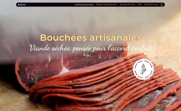 Bastu: An e-commerce website for Bastu, a producer of dried meat delicacies. Advanced web development, custom web design, online ordering, SEO setup.  Located in France.