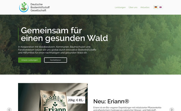 Deutsche Bodenhilfsstoffe GmbH: Neue Website mit übersichtlicher Struktur, responsivem Design und SEO-Grundoptimierung.