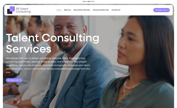 PS Talent Consulting: Modern style design with a basic velo code for better customization and feel.