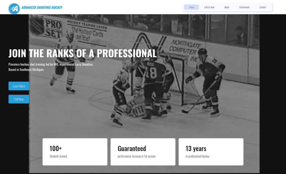 Advanced Shooting: Story: An NHL Hockey player retires and keeps getting bugged to teach shot training. What happens? Of course he starts a training academy. Larry Depalma takes his learnings from the rough days of the NHL and rolls all of his advice into private training and coaching. The site and brand were build from the ground up(or perhaps the ice). We thought this was worth a shot 🏒