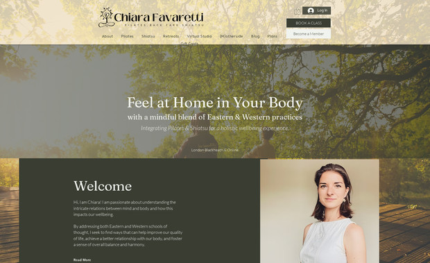 Chiara Favaretti: The client provides online Pilates classes and so wanted her website to give off a serene feeling which we definitely achieved.