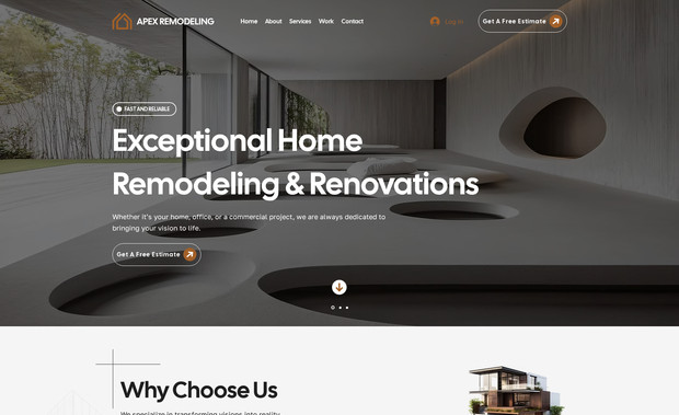 Apex Remodeling: Service Type : Website Design, Custom Functionality, and SEO

Project Description : 
We designed the "Apex Remodeling" website to reflect the client’s home renovation expertise with a modern, professional, and unique look. Built on Wix Editor, the site highlights our team’s design and development skills while incorporating SEO for improved search visibility.

A key feature is the custom Ratings & Reviews System, developed with Velo and Wix CMS, allowing visitors to submit feedback and view average ratings, total reviews, and detailed 5‑star breakdowns for each service. This dynamic system enhances user engagement, credibility, and the overall client experience.