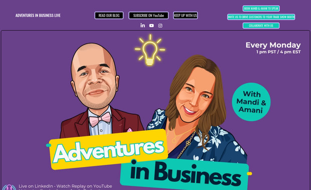 AdventuresinBusiness: On this project we crafted a dynamic podcast and blog website for Adventures in Business Live, specifically designed to capture viewer interest instantly. By utilizing vibrant visuals and engaging content, we ensure that visitors are drawn in and encouraged to sign up for the podcast and reach out for future collaboration. With our expertise, we create websites that not only attract but also retain attention, delivering measurable results for your business.