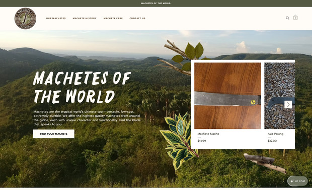 Machetes of The World: Design for an e-commerce website.