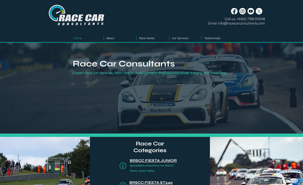 Race-Car-Consultants: Designed from scratch for a motor racing event company.