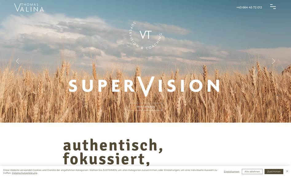 THOMAS VALINA: Für Mag. (FH) Thomas Valina, Supervisor und Coach, haben wir bei impact einen umfassenden Corporate-Auftritt entwickelt. Neben einem modernen Logo und einer benutzerfreundlichen Website mit klar strukturierten Informationen zu Supervision, Coaching und Organisationsberatung haben wir Visitenkarten, Firmenschild und Aufkleber gestaltet. Der neue Auftritt spiegelt seine Expertise und Professionalität wider und unterstützt ihn dabei, Klienten in Wien und Linz optimal zu erreichen.