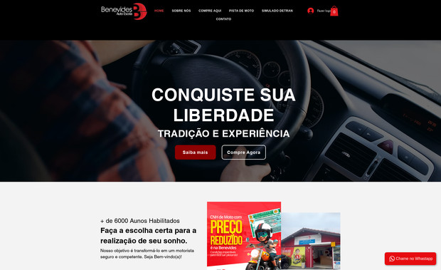 Benevides Auto Escola: É um site inovador, onde os alunos podem comprar seus cursos pelo Wix Pagamentos