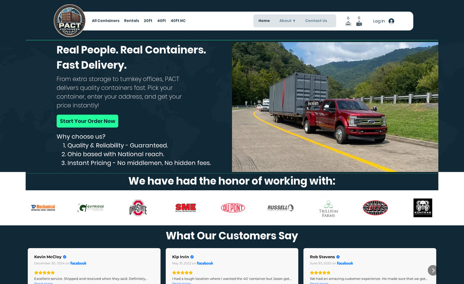 PACT CONTAINERS: PACT Containers E-Commerce Solution - Advanced Headless Architecture
I developed a sophisticated, custom-built e-commerce platform for PACT Containers using a powerful headless architecture. I engineered a seamless user experience on the Wix frontend while building a robust, external Node.js server to handle complex business logic and secure Stripe payment processing. This hybrid approach demonstrates my ability to overcome native platform limitations by creating custom, scalable backend services.
Key Development Achievements:
Full-Stack Velo Development: I mastered the Velo platform by building comprehensive frontend and backend logic for the e-commerce cart system.

Frontend: I created the sales-cart.jsw module as a feature-rich single-page application within Wix, managing complex state for both guest and authenticated users, handling dynamic cart updates, and validating user input throughout the multi-step checkout process. I implemented seamless guest-to-member cart transfer functionality upon login.
Backend: I developed secure, exposed web modules (.web.js) to handle critical business operations, including a sophisticated shipping calculator in shipping.web.js that integrates with the Google Maps Distance Matrix API to locate the closest warehouse and calculate mileage-based delivery fees with intelligent quantity and container size adjustments.

Custom Node.js & Express.js Server: I designed and built a dedicated Node.js server from scratch as the core payment and business logic engine, featuring:

Custom API Routes: I created multiple RESTful API endpoints, including /sales/:orderId for checkout initiation and /webhook for Stripe event handling.
Secure Wix Integration: I implemented secure communication between the Node.js server and Wix backend via custom functions (_functions/sellOrder, _functions/taxExemptStatus), enabling real-time order data and tax exemption status retrieval.

Advanced Stripe Integration: I implemented a comprehensive Stripe SDK solution with advanced features:

Dynamic Checkout Sessions: I built dynamic Stripe Checkout Session generation, creating prices, coupons, and promotion codes via API based on real-time cart data.
Complex Discount Logic: I engineered a sophisticated system combining Wix-calculated discounts with checkout page promo codes by creating temporary, combined coupons in Stripe for each session.
Webhook Processing: I developed a reliable webhook endpoint for checkout.session.completed events, ensuring automated order processing and fulfillment after successful payments.

This project showcases my expertise in Wix Velo development, Node.js/Express.js server architecture, custom API design and integration, and advanced Stripe SDK implementation. I consistently extend platform capabilities to meet complex business requirements through innovative technical solutions.