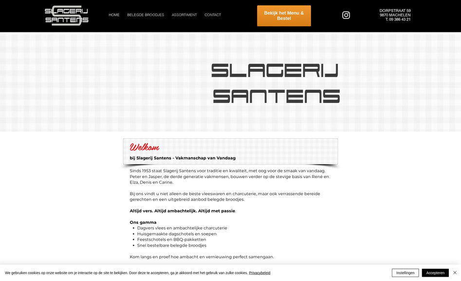 Slagerij Santens: Een nieuwe site voor de slager, nu met mogelijkheid tot online bestellen van belegde broodjes.