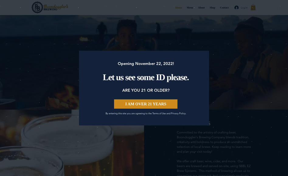 Boondogglers Brewing: Full website design
