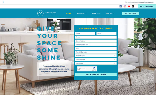 CC Professional  Cleaning Services: Logo Design, Website Design + Basic SEO for CC Professional Cleaning Services in San Bernardino, CA.