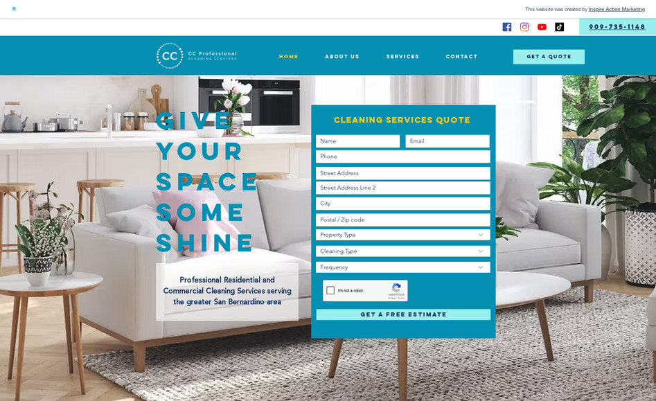 CC Professional  Cleaning Services: Logo Design, Website Design + Basic SEO for CC Professional Cleaning Services in San Bernardino, CA.