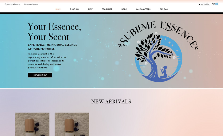 Sublime Essence: Redesign - store - e-commerce