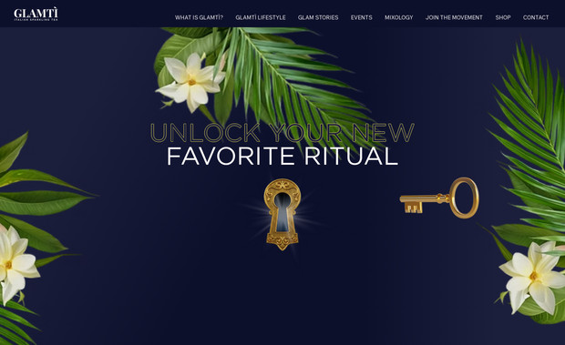 Glamtí-USA: An advanced website build on Wix Studio Platform includes animation series, hover interactions, mouse over effects, CMS, contact form, video sequences. 