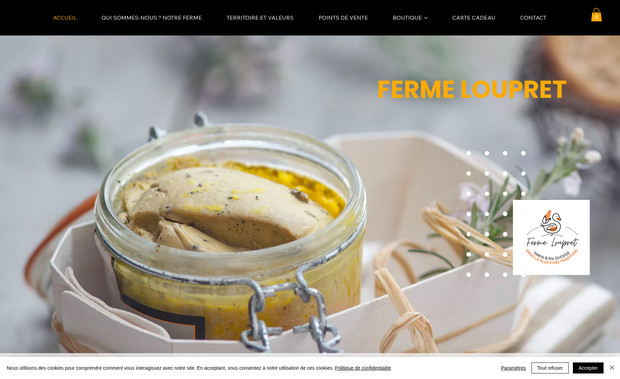 FERME LOUPRET: Allier gastronomie, tradition et modernité, pour ce site de producteur de foie gras. Réalisé avec Wix Studio.