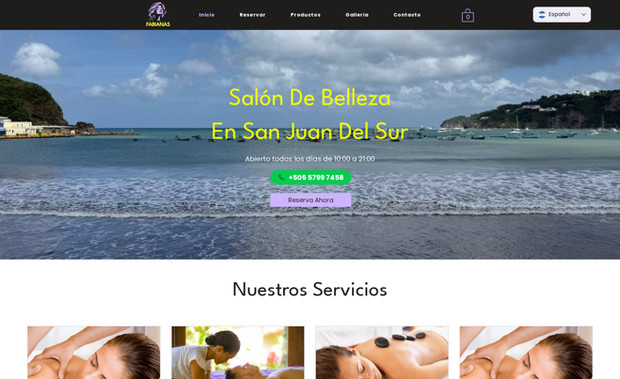 Fabianas: A bilingual (Spanish–English) beauty salon site in San Juan del Sur, featuring service menus, strong visuals, and Wix Bookings for easy online appointments on any device.