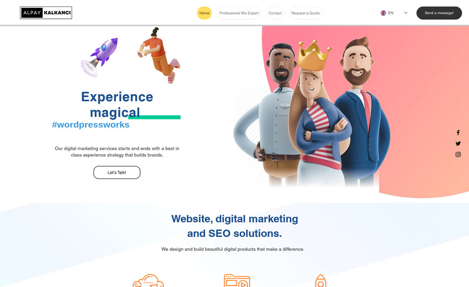 Alpay Kalkancı: A website for digital marketing services was designed using Wix.