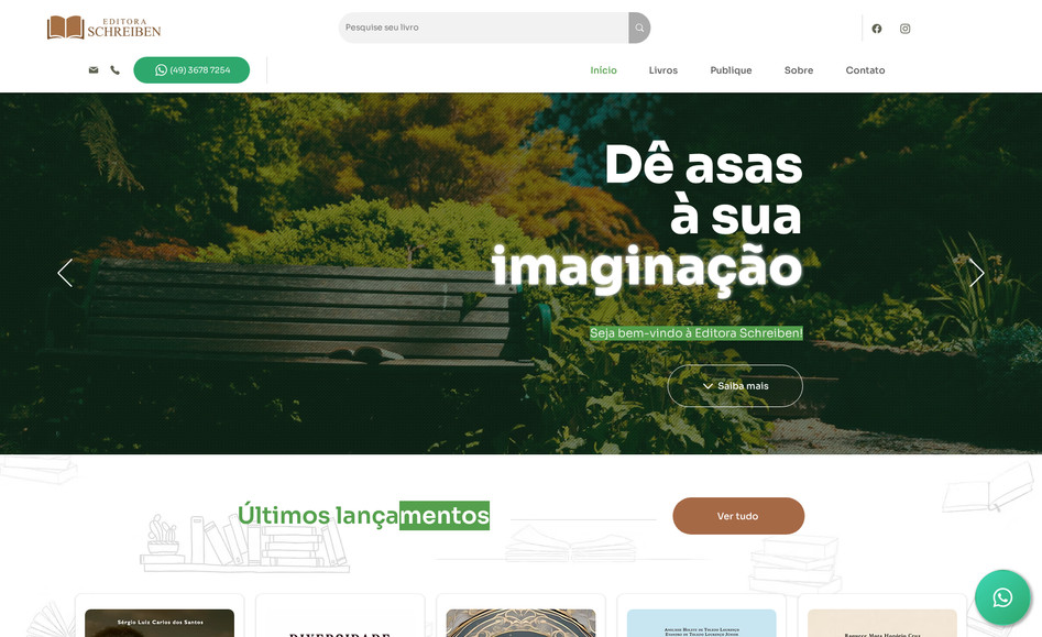 Schreiben: A Editora Schreiben é dedicada a publicar livros físicos e digitais com qualidade e atendimento personalizado. Baseada em Itapiranga/SC, valoriza "pequenos autores" e oferece suporte completo, desde registro até a edição.